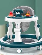 Little Mom Premergator pentru copii Green cu panou interactiv detasabil cu sunete si lumini sezut cu spatar inalt roti silentioase prevazut cu maner de sustinereimpingere