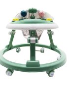 Little Mom Premergator pentru copii Light Green educational cu lumini si sunete pliabil si ajustabil in inaltime cu 6 roti silentioase dimensiune 67 x 67 x 46 cm