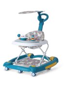 Little Mom Premergator pentru copii multifunctional cu maner parental sistem de balansare Muzica roti silentioase cu perna de sezut si copertina detasabila dimensiune 54 x 17 x 86 cm Green