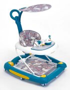 Little Mom Premergator pentru copii multifunctional cu maner parental sistem de balansare Muzica roti silentioase cu perna de sezut si copertina detasabila dimensiune 54 x 17 x 86 cm Green