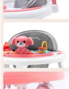 Little Mom Premergator pentru copii Pink cu panou interactiv detasabil cu sunete si lumini sezut cu spatar inalt roti silentioase prevazut cu maner de sustinereimpingere