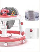 Little Mom Premergator pentru copii Pink cu panou interactiv detasabil cu sunete si lumini sezut cu spatar inalt roti silentioase prevazut cu maner de sustinereimpingere