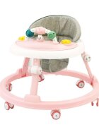 Little Mom Premergator pentru copii Pink educational cu lumini si sunete pliabil si ajustabil in inaltime cu 6 roti silentioase dimensiune 67 x 67 x 46 cm