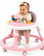 Little Mom Premergator pentru copii Pink educational cu lumini si sunete pliabil si ajustabil in inaltime cu 6 roti silentioase dimensiune 67 x 67 x 46 cm