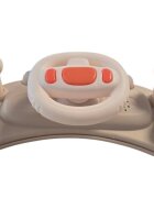 Little Mom Premergator si antepremergator 2 in 1 pentru copii beige pliabil inaltime reglabila sezut cu spatar roti silentioase panou interactiv detasabil cu sunete