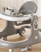 Little Mom Premergator si antepremergator 2 in 1 pentru copii grey pliabil inaltime reglabila sezut cu spatar roti silentioase panou interactiv detasabil cu sunete