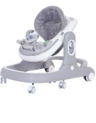 Little Mom Premergator si antepremergator 2 in 1 pentru copii grey pliabil inaltime reglabila sezut cu spatar roti silentioase panou interactiv detasabil cu sunete