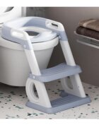 Little Mom Reductor de toaleta Blue pentru copii pliabil multifunctional cu manere si suport de picioare inaltime ajustabila 38 - 45 cm dimensiune 40.6 x 49.2 x 27.1 cm