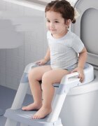 Little Mom Reductor de toaleta Blue pentru copii pliabil multifunctional cu manere si suport de picioare inaltime ajustabila 38 - 45 cm dimensiune 40.6 x 49.2 x 27.1 cm