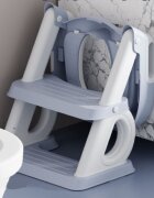 Little Mom Reductor de toaleta Blue pentru copii pliabil multifunctional cu manere si suport de picioare inaltime ajustabila 38 - 45 cm dimensiune 40.6 x 49.2 x 27.1 cm