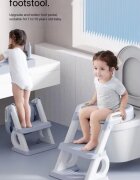 Little Mom Reductor de toaleta Blue pentru copii pliabil multifunctional cu manere si suport de picioare inaltime ajustabila 38 - 45 cm dimensiune 40.6 x 49.2 x 27.1 cm