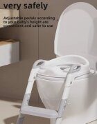Little Mom Reductor de toaleta pentru copii Grey pliabil reglabil colac din PU compatibilitate multipla design ergonomic cu manere de sustinere design anti-stropire dimensiune 49 x 34.6 cm