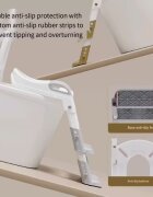 Little Mom Reductor de toaleta pentru copii Grey pliabil reglabil colac din PU compatibilitate multipla design ergonomic cu manere de sustinere design anti-stropire dimensiune 49 x 34.6 cm