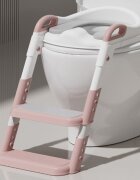 Little Mom Reductor de toaleta pentru copii Pink pliabil reglabil colac din PU compatibilitate multipla design ergonomic cu manere de sustinere design anti-stropire dimensiune 49 x 34.6 cm