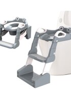 Little Mom Reductor pentru copii Grey multifunctional 2 in 1 pliabil colac din PVC cu recipient colector si manere de sustinere dimensiuni 58 x 47 x 32.5 cm