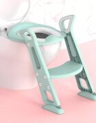 Little Mom Reductor pentru toaleta cu scara Happy Feet Green pliabil inaltime reglabila cu manere si multiple suprafete antialunecare