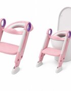 Little Mom Reductor pentru toaleta Sturdy Pink pliabil cu scarita sezut moale suprafata antiderapanta reglabil pe inaltime