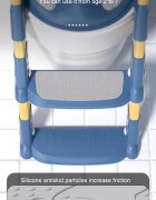 Little Mom Reductor toaleta pentru copii Blue pliabil ergonomic cu sezut din PVC manere de sustinere scara cu inaltime reglabila suprafata antiderapanta dimensiuni 34x44x34 cm