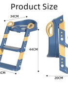 Little Mom Reductor toaleta pentru copii Blue pliabil ergonomic cu sezut din PVC manere de sustinere scara cu inaltime reglabila suprafata antiderapanta dimensiuni 34x44x34 cm