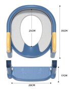 Little Mom Reductor toaleta pentru copii Blue pliabil ergonomic cu sezut din PVC manere de sustinere scara cu inaltime reglabila suprafata antiderapanta dimensiuni 34x44x34 cm