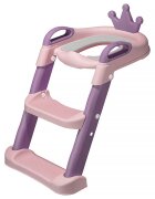 Little Mom Reductor toaleta pentru copii cu scarita antiderapanta inaltime treapta reglabila colac moale din spuma PU manerele laterale ergonomice baza ampla dimensiune 41 x 52 x 59 cm Royal PinkPurple