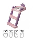Little Mom Reductor toaleta pentru copii cu scarita antiderapanta inaltime treapta reglabila colac moale din spuma PU manerele laterale ergonomice baza ampla dimensiune 41 x 52 x 59 cm Royal PinkPurple
