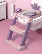 Little Mom Reductor toaleta pentru copii cu scarita antiderapanta inaltime treapta reglabila colac moale din spuma PU manerele laterale ergonomice baza ampla dimensiune 41 x 52 x 59 cm Royal PinkPurple
