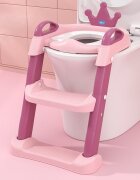 Little Mom Reductor toaleta pentru copii cu scarita antiderapanta inaltime treapta reglabila colac moale din spuma PU manerele laterale ergonomice baza ampla dimensiune 41 x 52 x 59 cm Royal PinkPurple