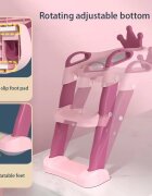 Little Mom Reductor toaleta pentru copii cu scarita antiderapanta inaltime treapta reglabila colac moale din spuma PU manerele laterale ergonomice baza ampla dimensiune 41 x 52 x 59 cm Royal PinkPurple