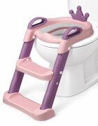 Little Mom Reductor toaleta pentru copii cu scarita antiderapanta inaltime treapta reglabila colac moale din spuma PU manerele laterale ergonomice baza ampla dimensiune 41 x 52 x 59 cm Royal PinkPurple