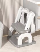 Little Mom Reductor toaleta pentru copii Grey pliabil reglabil colac detasabil PVC cu suprafete anti-alunecare manere ergonomice protectie anti-stropire compatibilitate universala