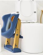 Little Mom Reductor toaleta pentru copii Navy pliabil cu trepte antiderapante manere ergonomice si treapta reglabila pe 2 nivele de inaltime colac moale din spuma PVC design anti-stropire compatibilitate universala