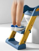 Little Mom Reductor toaleta pentru copii Navy pliabil cu trepte antiderapante manere ergonomice si treapta reglabila pe 2 nivele de inaltime colac moale din spuma PVC design anti-stropire compatibilitate universala