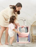 Little Mom Reductor toaleta pentru copii Pink pliabil cu trepte antiderapante manere ergonomice si treapta reglabila pe 2 nivele de inaltime colac moale din spuma PVC design anti-stropire compatibilitate universala