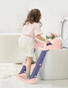 Little Mom Reductor toaleta pentru copii Pink pliabil cu trepte antiderapante manere ergonomice si treapta reglabila pe 2 nivele de inaltime colac moale din spuma PVC design anti-stropire compatibilitate universala