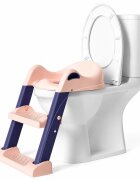 Little Mom Reductor toaleta pentru copii Pink pliabil cu trepte antiderapante manere ergonomice si treapta reglabila pe 2 nivele de inaltime colac moale din spuma PVC design anti-stropire compatibilitate universala