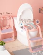 Little Mom Reductor toaleta pentru copii Potty Training Pink pliabil cu sezut moale din spuma PU reglabil pe inaltime 5 nivele manere ergonomicepentru copii cu varsta pana la 7 ani compatibilitate universala