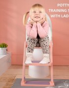 Little Mom Reductor toaleta pentru copii Potty Training Pink pliabil cu sezut moale din spuma PU reglabil pe inaltime 5 nivele manere ergonomicepentru copii cu varsta pana la 7 ani compatibilitate universala