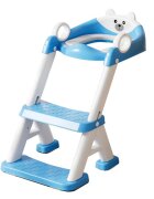 Little Mom Reductor toaleta pentru copii Teddy blue cu doua trepte colac moale din pvc detasabil pliabil design anti-stropire baza antiderapanta inaltime reglabila spatar si manere compatibilitate universala
