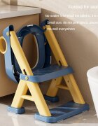 Little Mom Reductor toaleta pentru copii Teddy blue cu doua trepte colac moale din pvc detasabil pliabil design anti-stropire baza antiderapanta inaltime reglabila spatar si manere compatibilitate universala