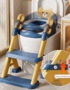 Little Mom Reductor toaleta pentru copii Teddy grey cu doua trepte colac moale din pvc detasabil pliabil design anti-stropire baza antiderapanta inaltime reglabila spatar si manere compatibilitate universala
