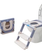 Little Mom Reductor toaleta WhiteGrey pliabil cu scara colac moale din spuma protectie antistropire reglabil pe inaltime manere si suport lat pentru picioare