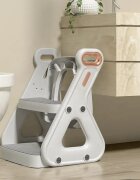 Little Mom Reductor Wc copii pliabil White multifunctional in structura triunghiulara cu colac moale PU inaltime ajustabila prevazut cu manere protectie antistropire antiaderent potrivit si toaletelor patrate