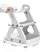 Little Mom Reductor Wc copii pliabil White multifunctional in structura triunghiulara cu colac moale PU inaltime ajustabila prevazut cu manere protectie antistropire antiaderent potrivit si toaletelor patrate