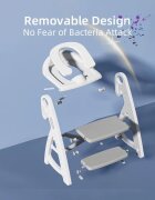 Little Mom Reductor WC copii StepUp Baby Grey reglabil pe inaltime cu manere ergonomice colac moale detasabil din spuma PU design anti-stropire compatibilitate universala