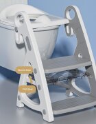 Little Mom Reductor WC copii StepUp Baby Grey reglabil pe inaltime cu manere ergonomice colac moale detasabil din spuma PU design anti-stropire compatibilitate universala