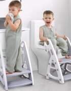 Little Mom Reductor WC copii StepUp Baby Grey reglabil pe inaltime cu manere ergonomice colac moale detasabil din spuma PU design anti-stropire compatibilitate universala