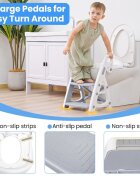 Little Mom Reductor WC copii StepUp Baby Grey reglabil pe inaltime cu manere ergonomice colac moale detasabil din spuma PU design anti-stropire compatibilitate universala