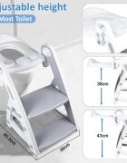 Little Mom Reductor WC copii StepUp Baby Grey reglabil pe inaltime cu manere ergonomice colac moale detasabil din spuma PU design anti-stropire compatibilitate universala