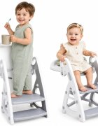 Little Mom Reductor WC copii StepUp Baby Grey reglabil pe inaltime cu manere ergonomice colac moale detasabil din spuma PU design anti-stropire compatibilitate universala